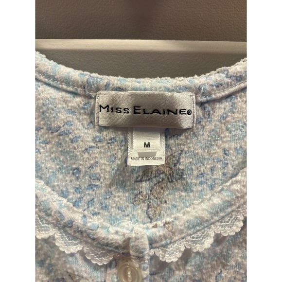 Vintage Miss Elaine Nightgown Medium Blue Fancy Detailed Trim Cottagecore‎ - Picture 5 of 7